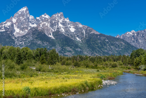 Schwabacher landing with river in the foreground and grand tetons in background © Terri