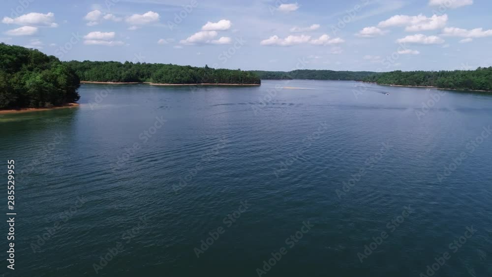 Boats on Laurel River Lake, pan left aerial Boats on Laurel River Lake, pan left aerial
