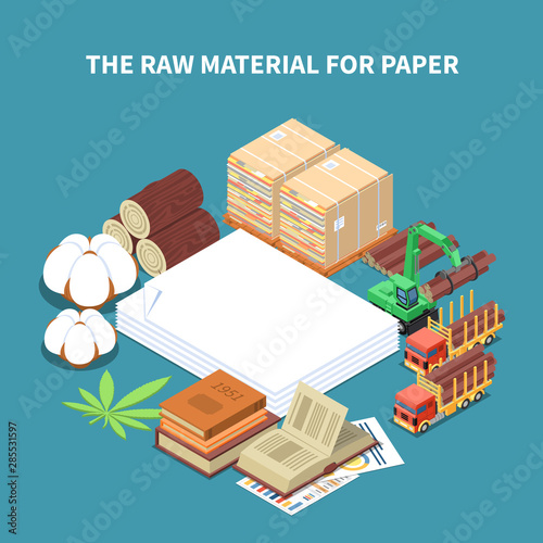 Paper Production Isometric Background