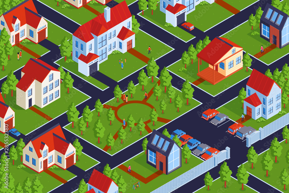 Residential District Isometric Composition