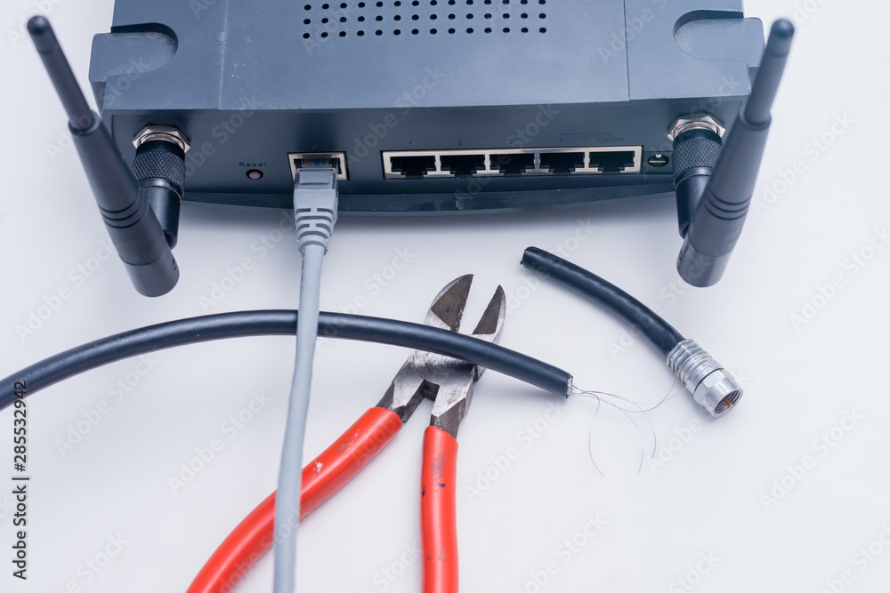 wireless router for cut cable tv concept wireless router for cut cable tv concept