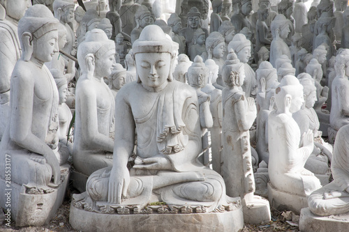 Making marble buddha statue in Mandalay.
