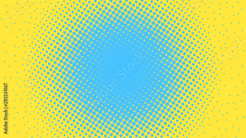 Blue and yellow dotted background in pop art retro style, vector illustration
