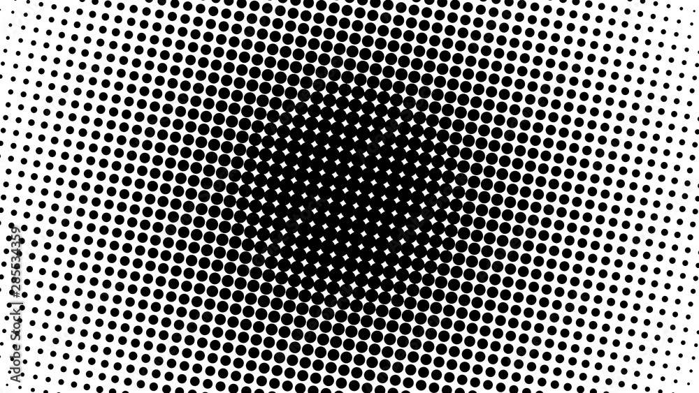 Monochrome black and white retro comic pop art background with halftone dots design, vector illustration template