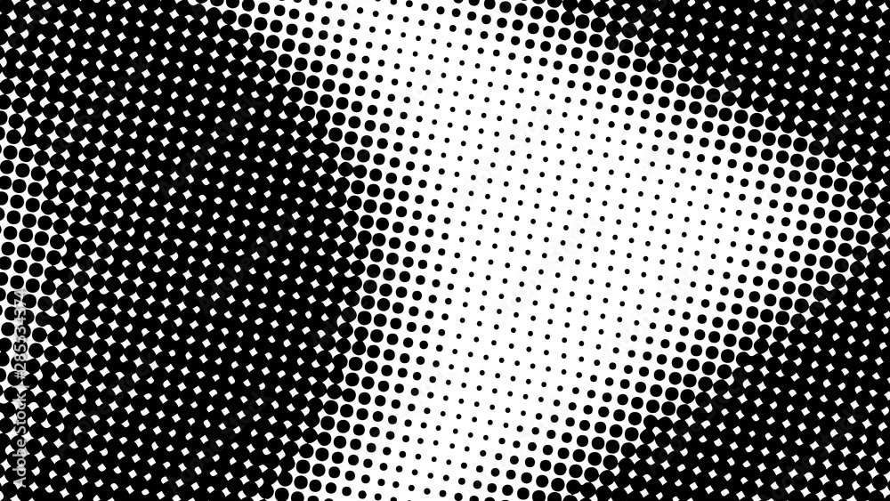 Monochrome black and white pop art background with dots design, abstract vector illustration in retro comics style