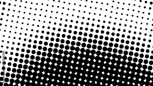 Monochrome black and white pop art background in retro comic style with halftone dots, vector illustration of backdrop with isolated dots