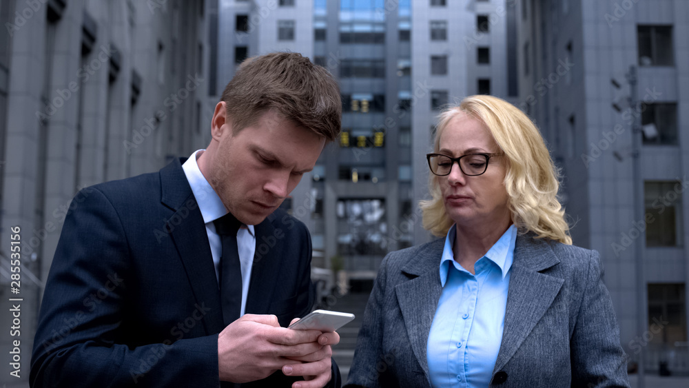 Company employee booking tickets by smartphone app for strict lady boss internet Company employee booking tickets by smartphone app for strict lady boss internet