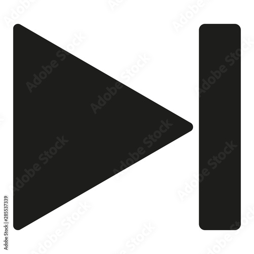 Black skip to end icon isolated on white background