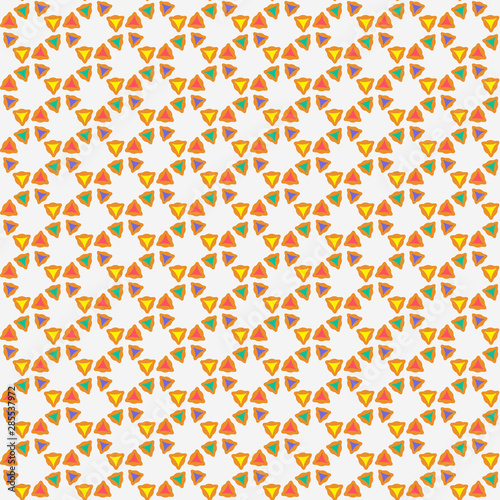 Purim seamless pattern with hamantaschen cookies in cartoon style. Textile ornament with hamantaschen cookies on light background. Design for the decoration of the Jewish holiday of Purim.