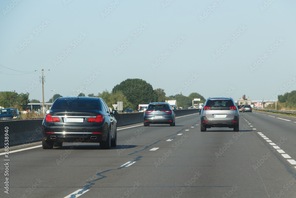 Cars on the highway in France