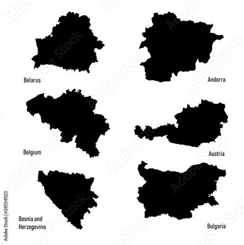 set silhouettes of Europe countries