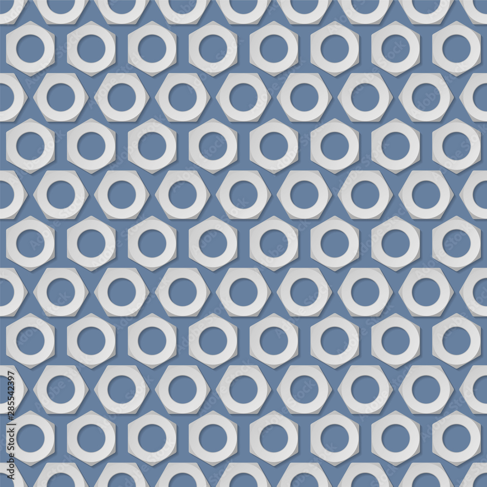 Screw-nuts seamless pattern. Vector