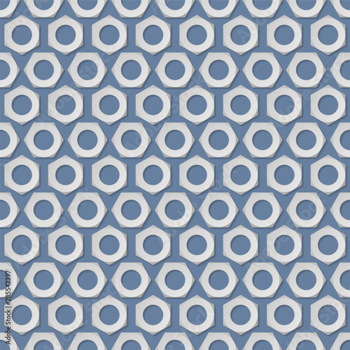 Screw-nuts seamless pattern. Vector