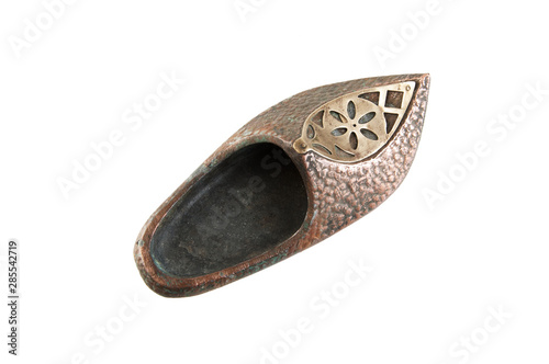 Old brass ashtray in form of shoe