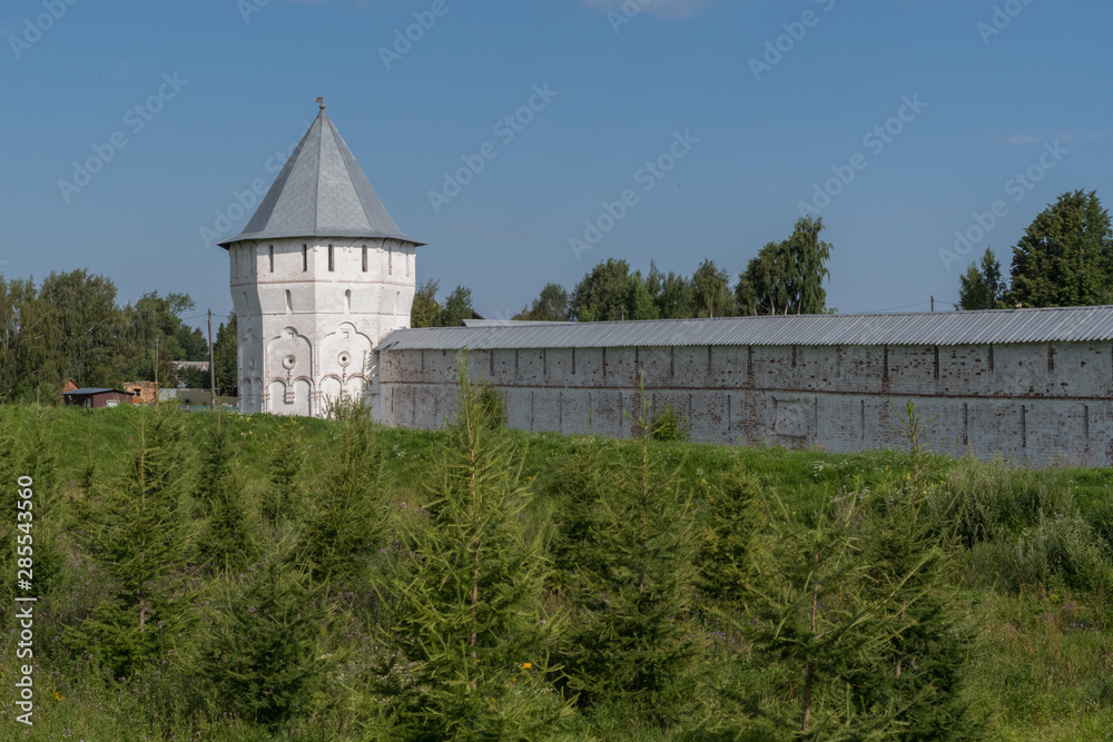 Mill tower and fortress wall in Spaso-Prilutsky Monastery, Vologda, Russia