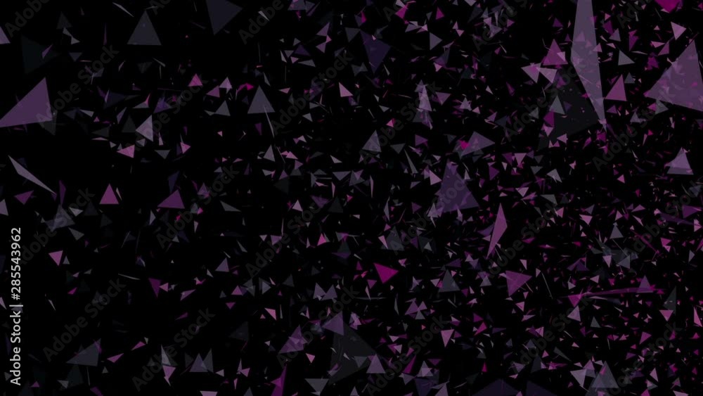 Purple triangles floating over dark background, animation Purple triangles floating over dark background, animation