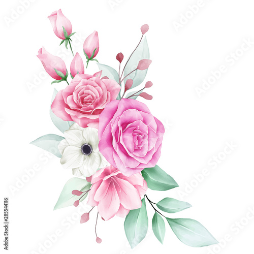 Beautiful floral arrangement with various flowers. Editable vector for cards composition elements