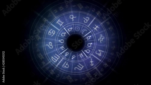 Spinning blue cryptic symbols, animated background photo