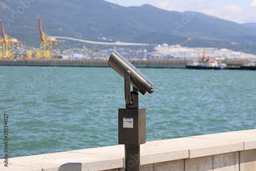 Binoscope on the shore of Tsemess Bay.  Russia, Krasnodar region, Novorossiysk photo