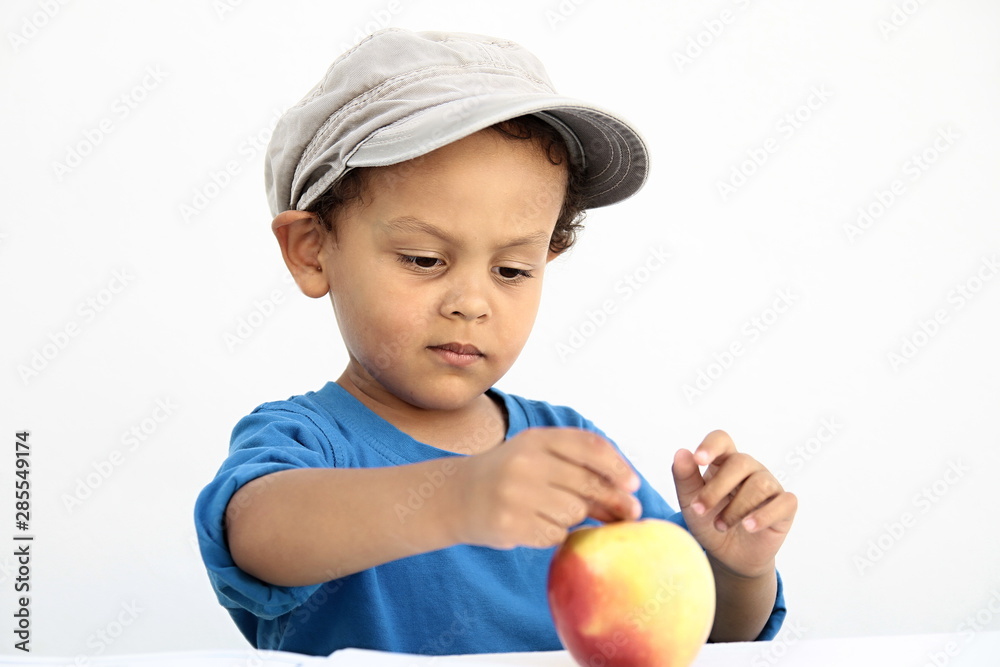 little boy with apple on white background eating healthy stock image stock photo little boy with apple on white background eating healthy stock image stock photo