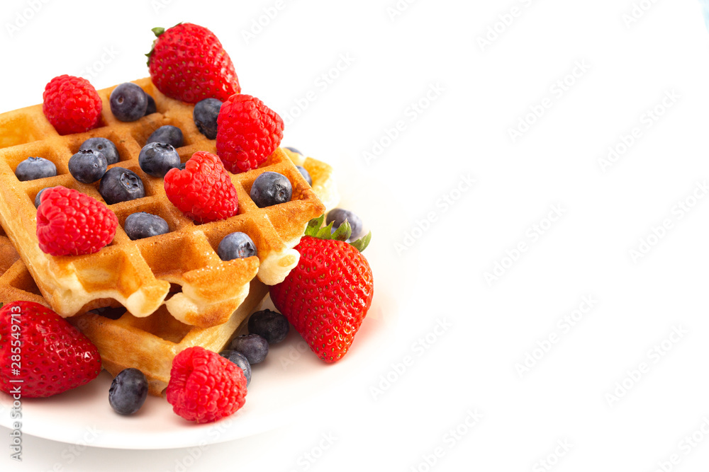 Berry Waffles Isolated on a White Background Berry Waffles Isolated on a White Background