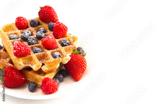 Berry Waffles Isolated on a White Background