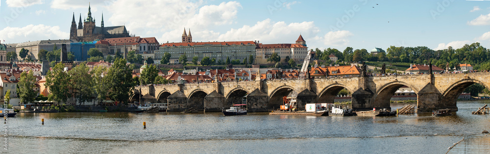 The Charles Bridge and the castle in Prague