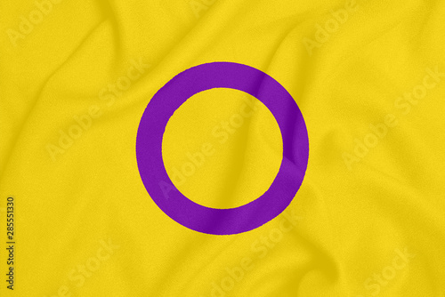 LGBT intersex pride community flag on a textured fabric. Pride symbol photo