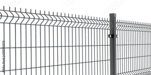 Fence panel isolated on white, rod type 2, 3D illustration photo