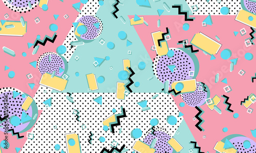 Memphis pattern. Geometric shapes. Hipster style