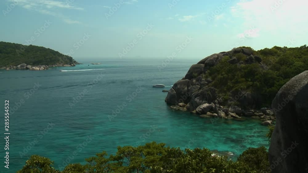Steady, wide shot of a cove of Koh Similan Island. Steady, wide shot of a cove of Koh Similan Island.
