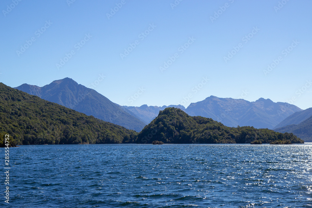 view of Te Anau lake, Fiordland region, New Zealand