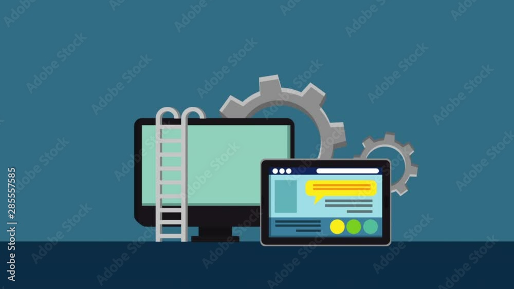 education on line with desktop technology animation