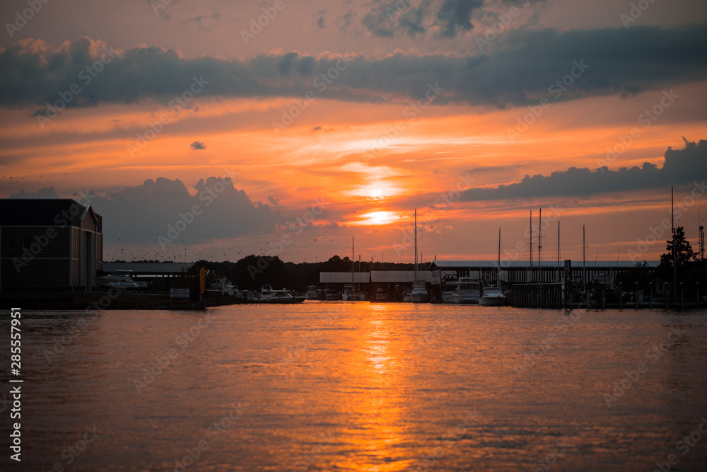 A view of the sunset in Kent Island in Maryland