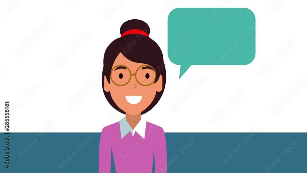 young teacher female with speech bubble animation young teacher female with speech bubble animation