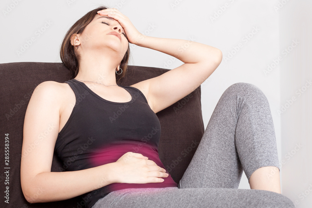 young woman have abdominal and joint pain