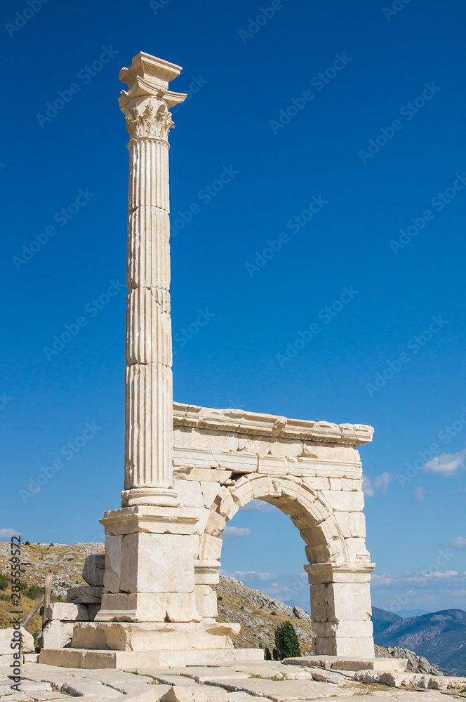 Antonine Nymphaeum ( fountain ), Sagalassos famous touristic place, big ancient city in Aglasun, Burdur, Turkey