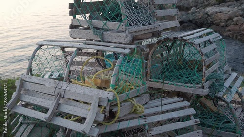 Old lobster pots used in the commercial fishery are popular with tourist visiting Newfoundland and Labrador.   photo