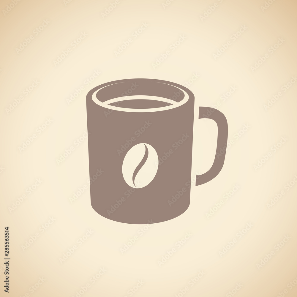 Brown Coffee Mug with a Coffee Bean Icon isolated on a Beige Background Vector Illustration Brown Coffee Mug with a Coffee Bean Icon isolated on a Beige Background Vector Illustration