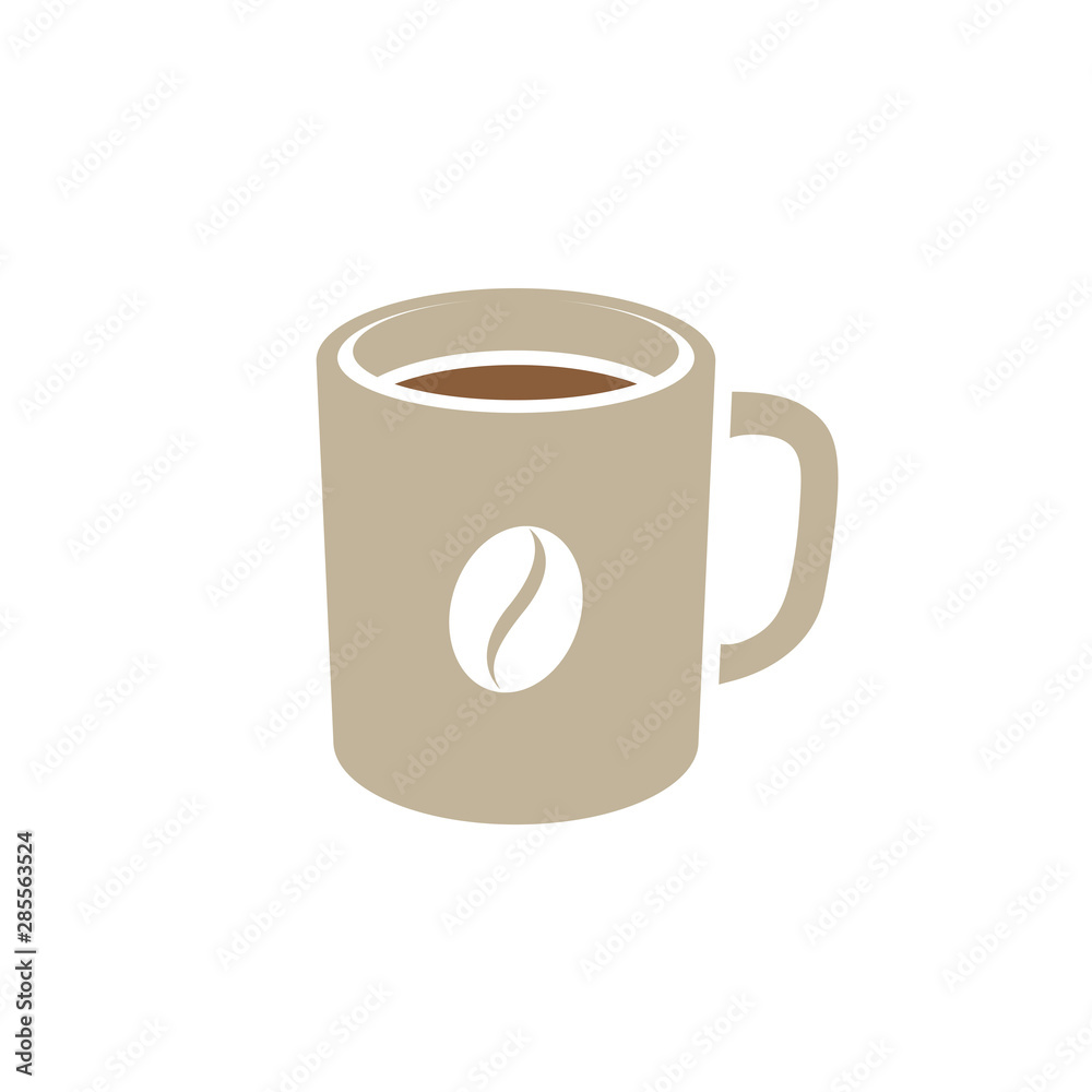 Brown Coffee Mug with a Coffee Bean Icon isolated on a White Background Vector Illustration Brown Coffee Mug with a Coffee Bean Icon isolated on a White Background Vector Illustration