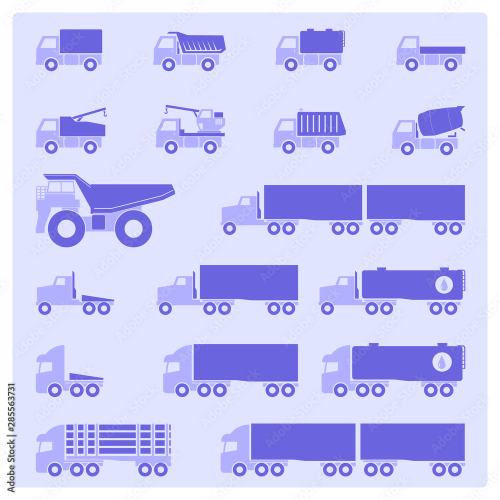 Trucks icons set	
