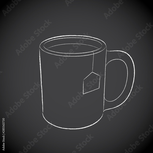 Chalkboard Drawing of a Coffee Mug Icon on a Blackboard Vector Illustration