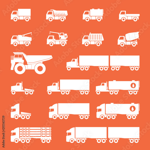 Trucks icons set	