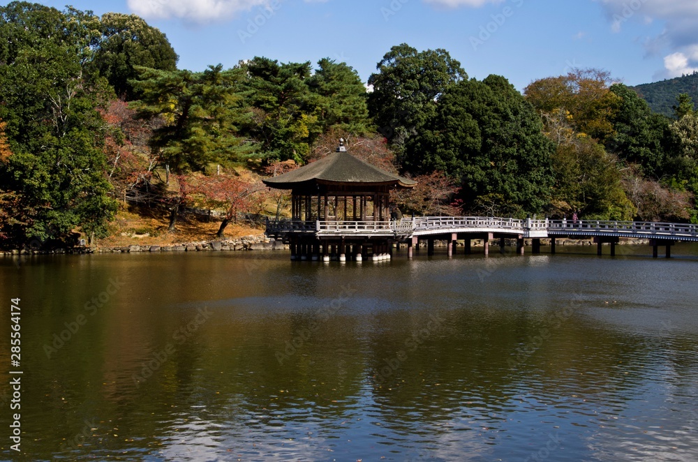 A hall called “Ukimido” is built on the pond in Nara,Japan.
