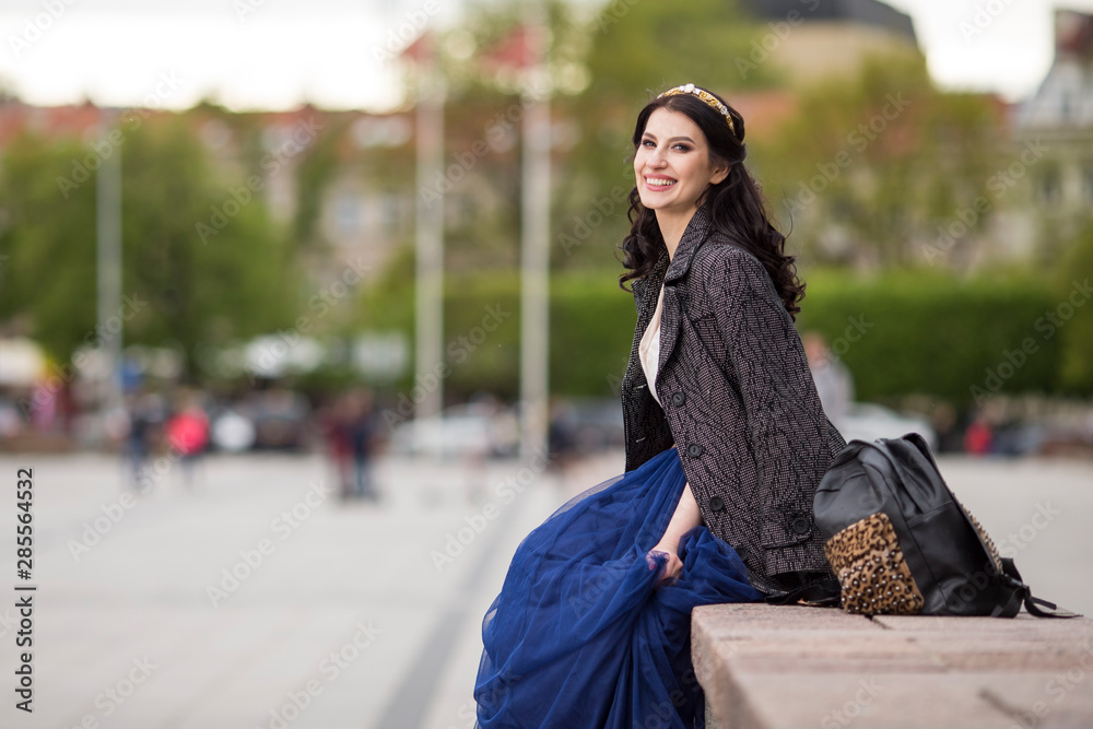 Fototapeta premium Portrait of Beautiful Smiling Woman Outdoors