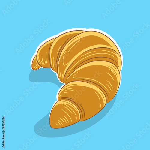 Croissant Icon on a Blue Background Vector Illustration