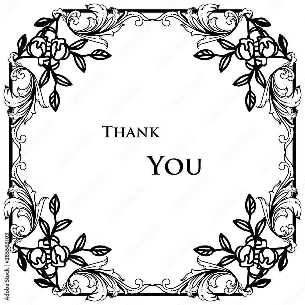 Beautiful style floral frame in black and white colors, for pattern of wallpaper card thank you. Vector Beautiful style floral frame in black and white colors, for pattern of wallpaper card thank you. Vector