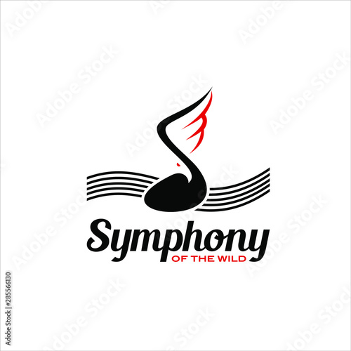 simple modern fun black note music symphony logo design