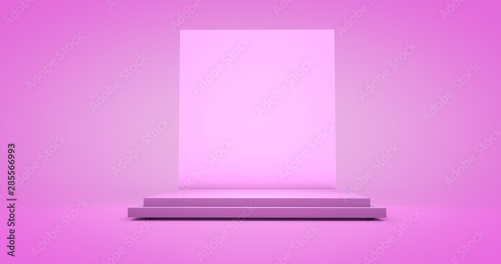 3d rendered illustration, showing pink pedestal in a pink background. Product podium, to advertise . Copy space for custom branding. 3d rendered illustration, showing pink pedestal in a pink background. Product podium, to advertise . Copy space for custom branding.