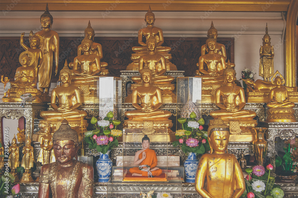 Buddha statue at Wat Saket temple Golden Mount or Mountain in Bangkok Thailand Buddha statue at Wat Saket temple Golden Mount or Mountain in Bangkok Thailand